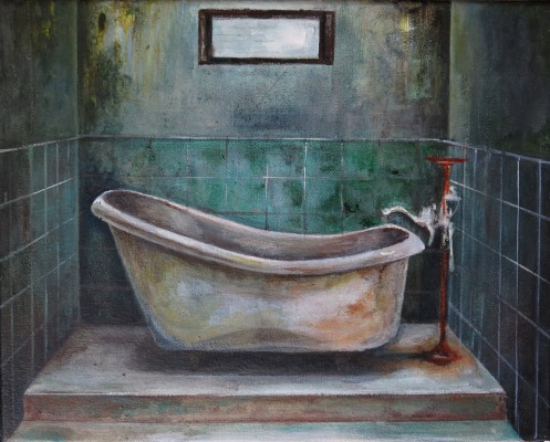 Carina Klein, Badewanne II, 24 x 30 cm, Acryl auf Leinwand, 2015