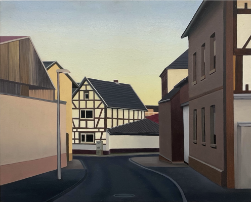 Görreshof, Öl auf Gesso-Platte, 24 x 30 cm, 2023